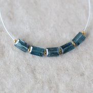 Mini Moss Teal Kyanite Beads Faceted Baguette Rectangle 5 PCs Natural Gemstone for DIY Jewelry Making Earring Supplies
