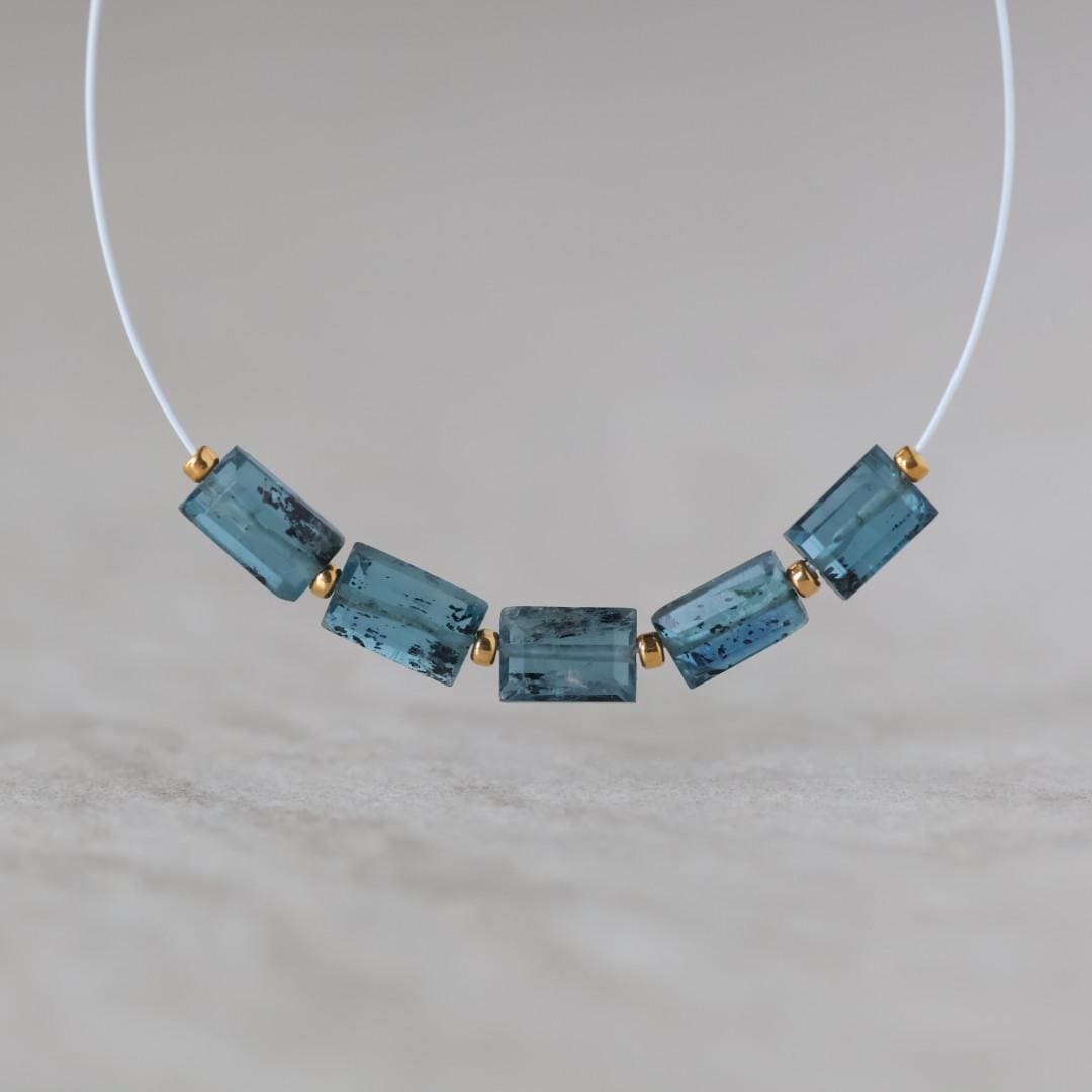 Mini Moss Teal Kyanite Beads Faceted Baguette Rectangle 5 PCs Natural Gemstone for DIY Jewelry Making Earring Supplies