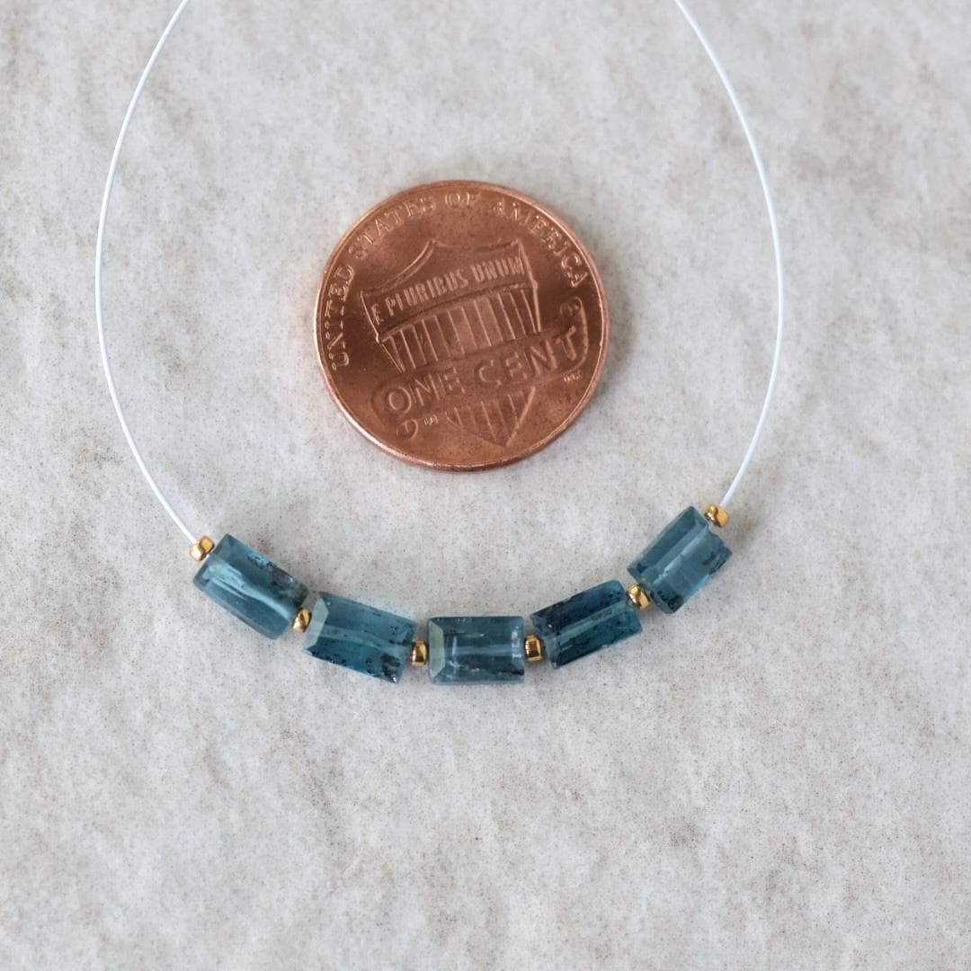 Mini Moss Teal Kyanite Beads Faceted Baguette Rectangle 5 PCs Natural Gemstone for DIY Jewelry Making Earring Supplies