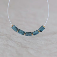 Mini Moss Teal Kyanite Beads Faceted Baguette Rectangle 5 PCs Natural Gemstone for DIY Jewelry Making Earring Supplies