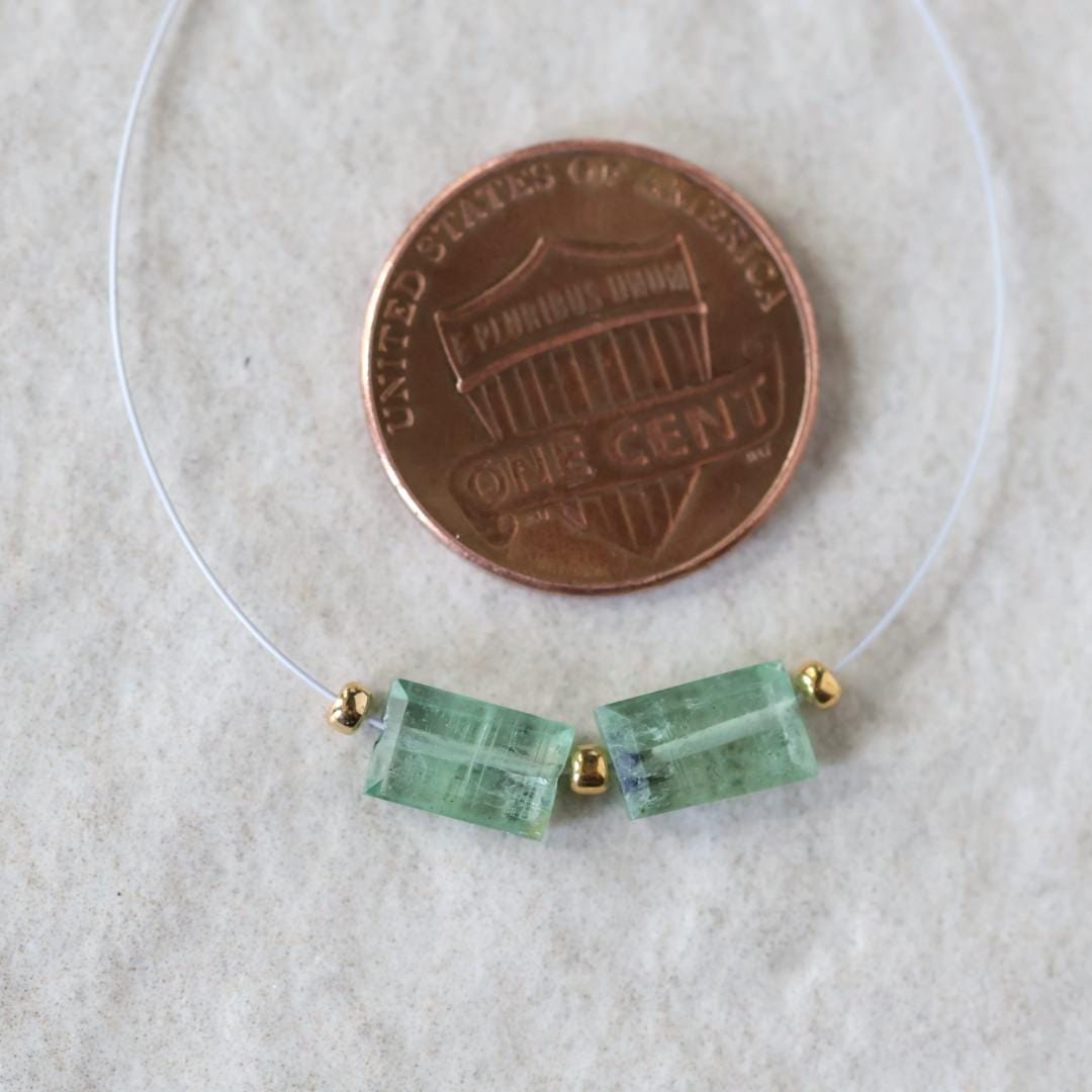 Mint Green Kyanite Beads Faceted Baguette Rectangle 2 PCs Natural Gemstone for DIY Jewelry Making Earring Supplies