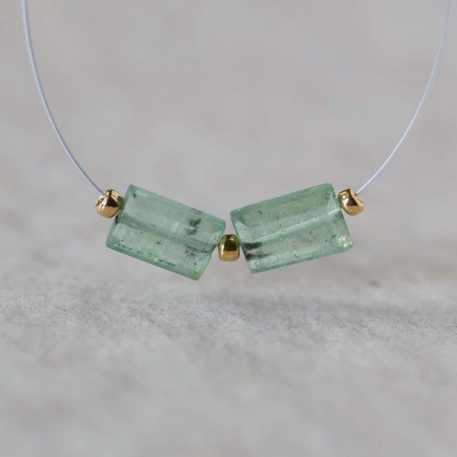 Mint Green Kyanite Beads Faceted Baguette Rectangle 2 PCs Natural Gemstone for DIY Jewelry Making Earring Supplies