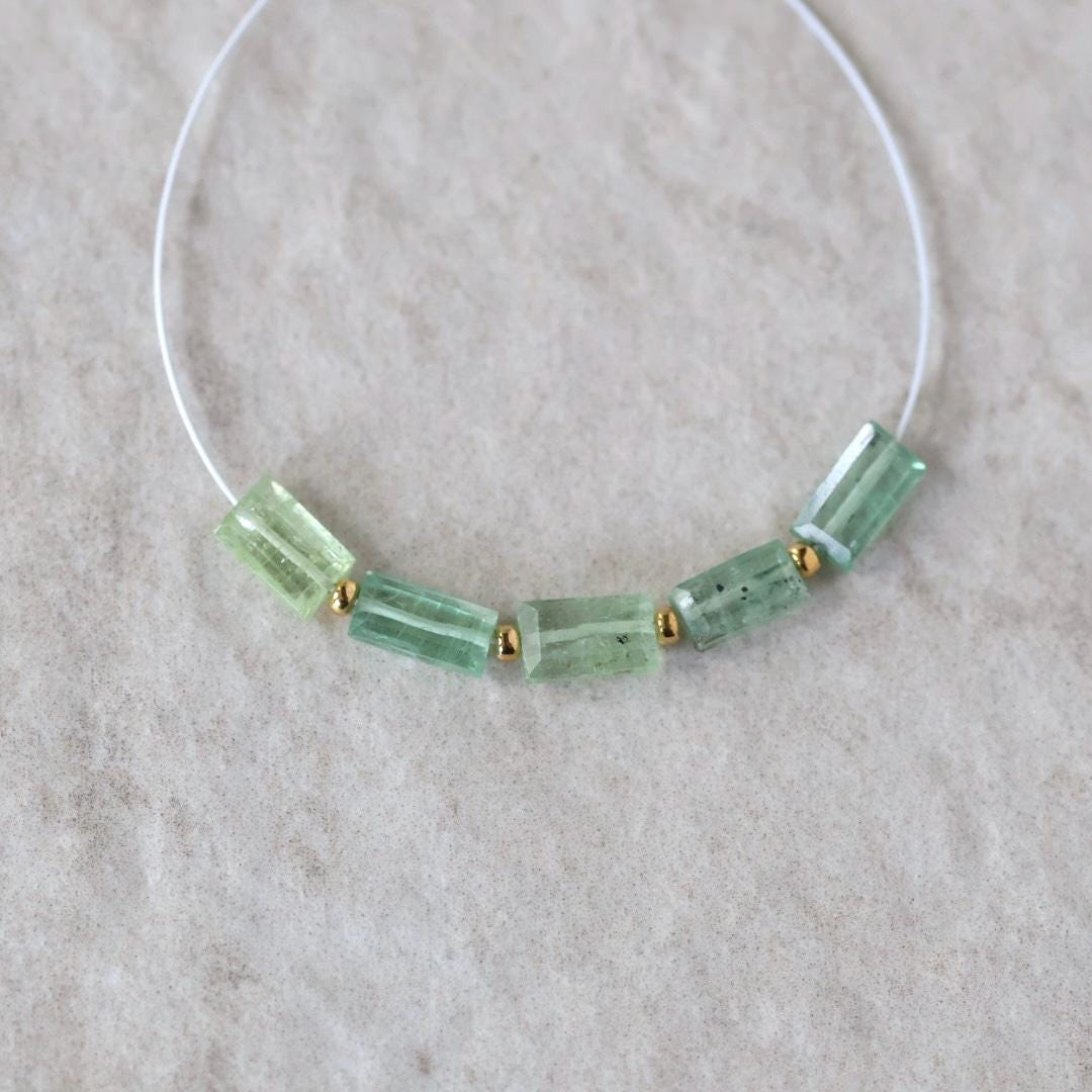 Mint Green Kyanite Beads Faceted Baguette Rectangle 2 PCs Natural Gemstone for DIY Jewelry Making Earring Supplies