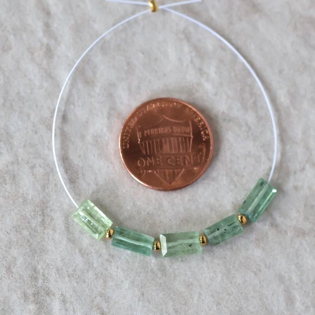 Mint Green Kyanite Beads Faceted Baguette Rectangle 2 PCs Natural Gemstone for DIY Jewelry Making Earring Supplies