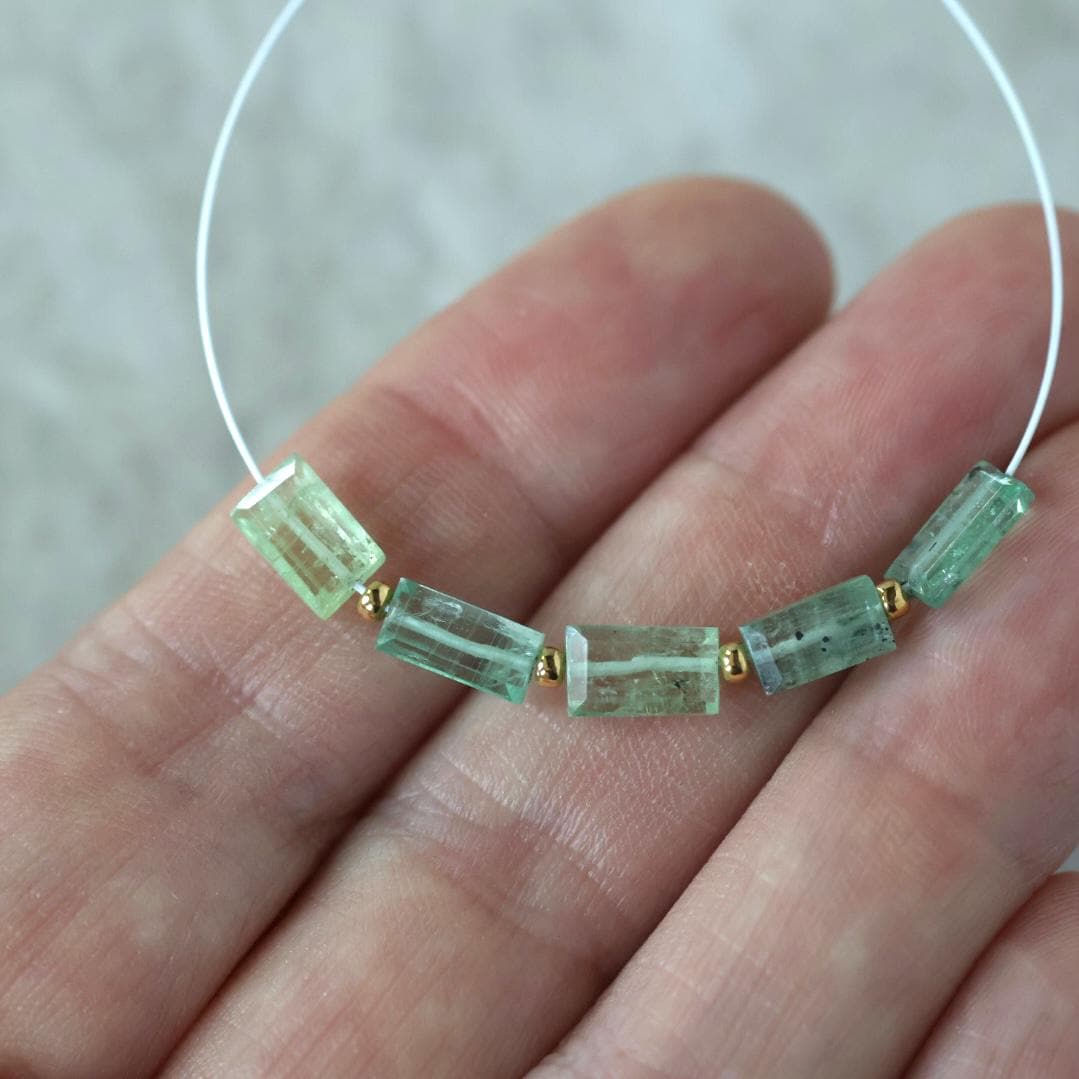Mint Green Kyanite Beads Faceted Baguette Rectangle 2 PCs Natural Gemstone for DIY Jewelry Making Earring Supplies