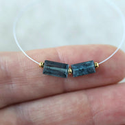 Moss Teal Kyanite Beads Faceted Baguette Rectangle 2 PCs Natural Gemstone for DIY Jewelry Making Earring Supplies