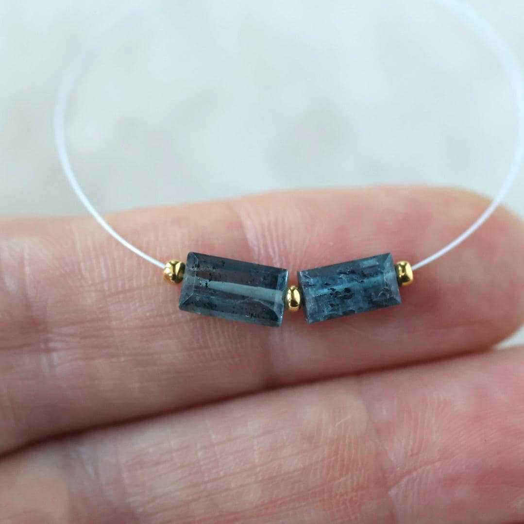 Moss Teal Kyanite Beads Faceted Baguette Rectangle 2 PCs Natural Gemstone for DIY Jewelry Making Earring Supplies