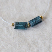 Moss Teal Kyanite Beads Faceted Baguette Rectangle 2 PCs Natural Gemstone for DIY Jewelry Making Earring Supplies