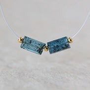 Moss Teal Kyanite Beads Faceted Baguette Rectangle 2 PCs Natural Gemstone for DIY Jewelry Making Earring Supplies