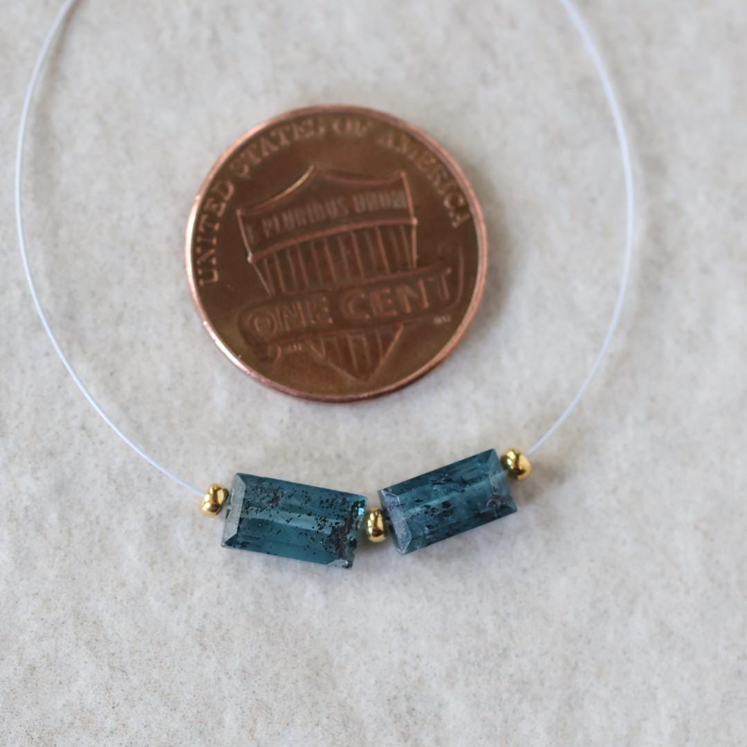 Moss Teal Kyanite Beads Faceted Baguette Rectangle 2 PCs Natural Gemstone for DIY Jewelry Making Earring Supplies