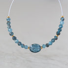 Moss Teal Kyanite Oval Bead Faceted Round Natural Gemstone for DIY Jewelry Making