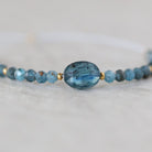 Moss Teal Kyanite Oval Bead Faceted Round Natural Gemstone for DIY Jewelry Making