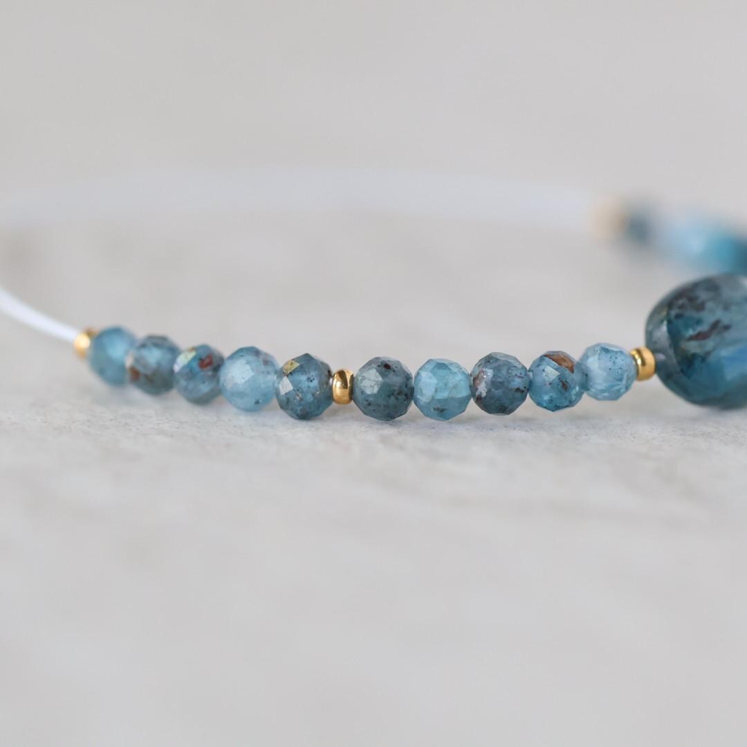 Moss Teal Kyanite Oval Bead Faceted Round Natural Gemstone for DIY Jewelry Making