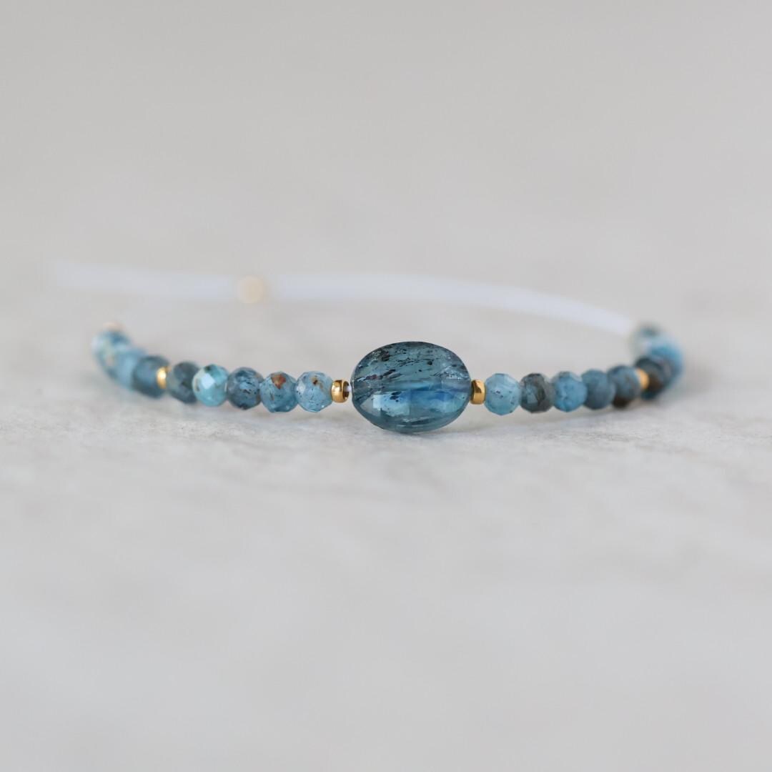 Moss Teal Kyanite Oval Bead Faceted Round Natural Gemstone for DIY Jewelry Making