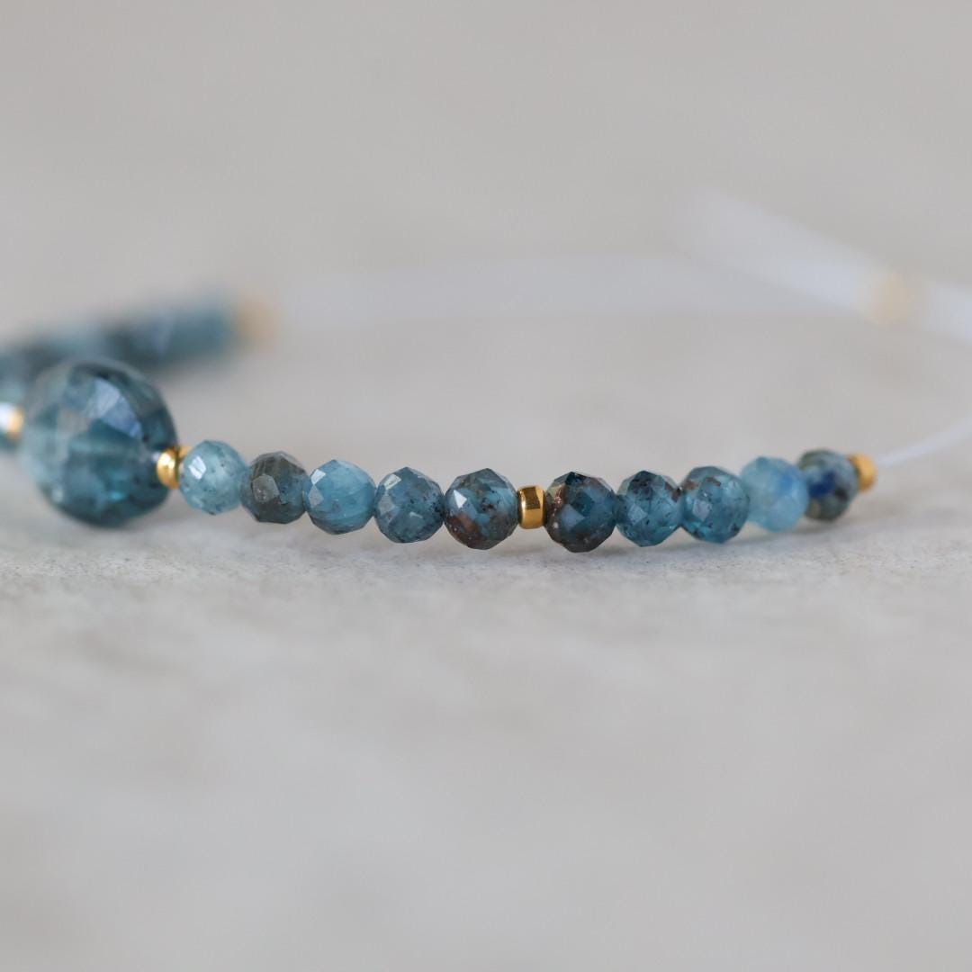 Moss Teal Kyanite Oval Bead Faceted Round Natural Gemstone for DIY Jewelry Making