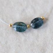 Moss Teal Kyanite Oval Beads Faceted 2 PCs Natural Gemstone for DIY Jewelry Making