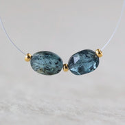 Moss Teal Kyanite Oval Beads Faceted 2 PCs Natural Gemstone for DIY Jewelry Making