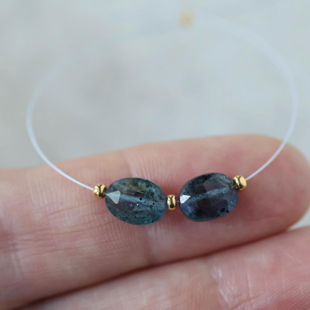 Moss Teal Kyanite Oval Beads Faceted 2 PCs Natural Gemstone for DIY Jewelry Making