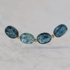 Moss Teal Kyanite Oval Beads Faceted 4 PCs Natural Gemstone for DIY Jewelry Making