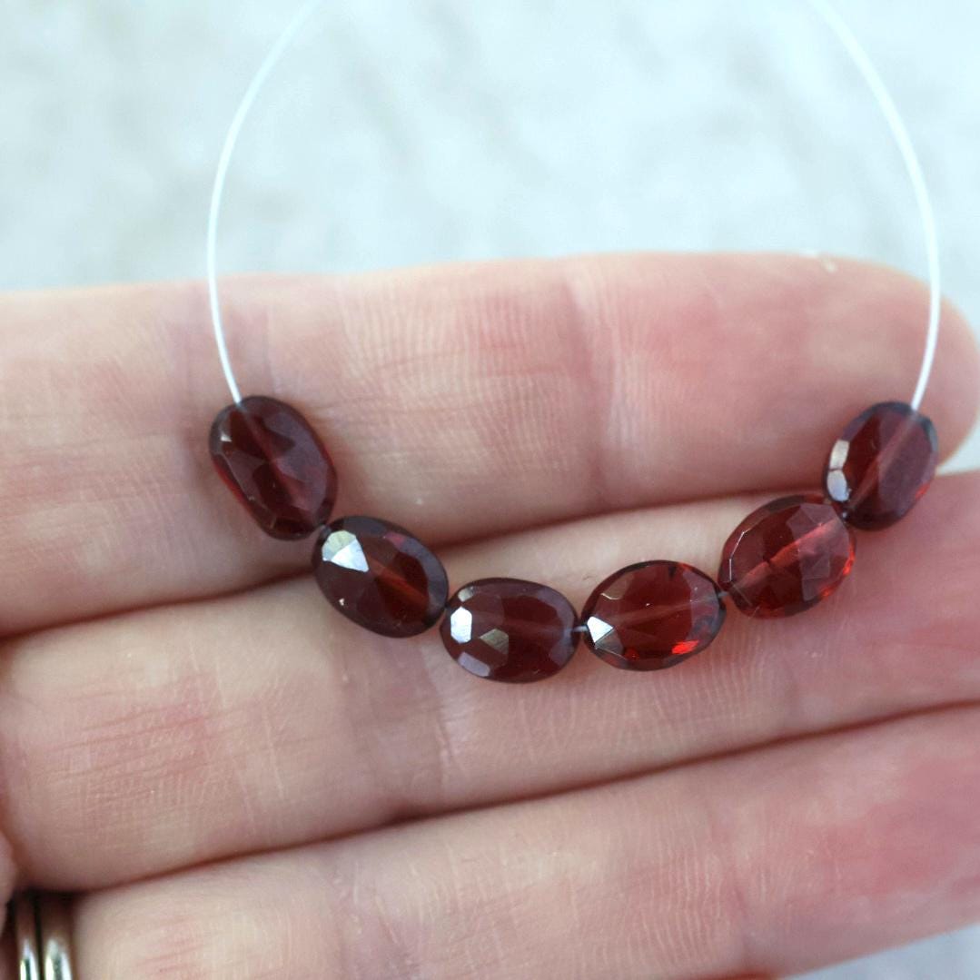 Mozambique Garnet Oval Beads Faceted 6x8mm 6 Pcs Natural Gemstone for DIY Jewelry Making Earrings Necklace