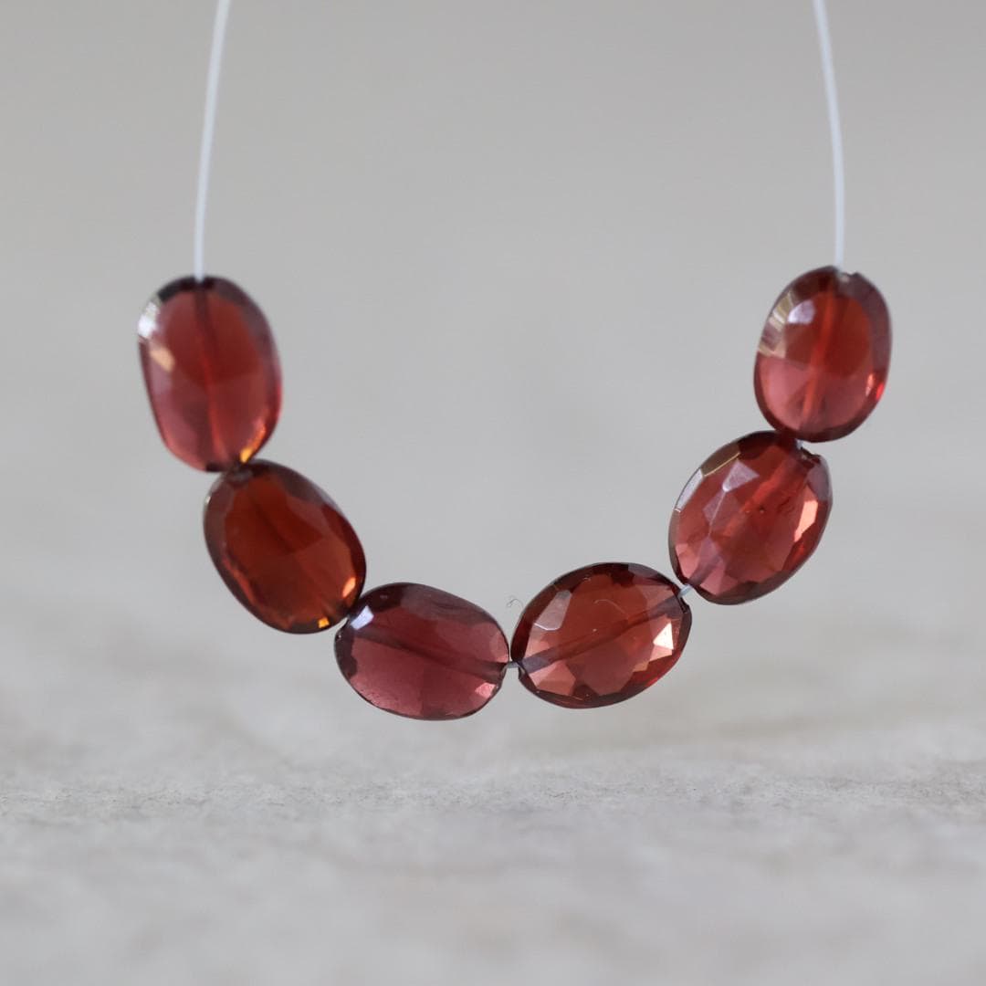 Mozambique Garnet Oval Beads Faceted 6x8mm 6 Pcs Natural Gemstone for DIY Jewelry Making Earrings Necklace