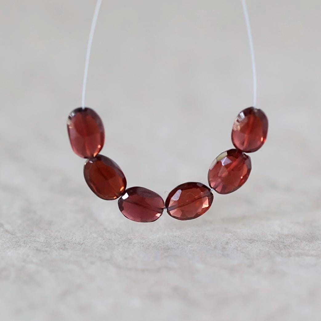 Mozambique Garnet Oval Beads Faceted 6x8mm 6 Pcs Natural Gemstone for DIY Jewelry Making Earrings Necklace