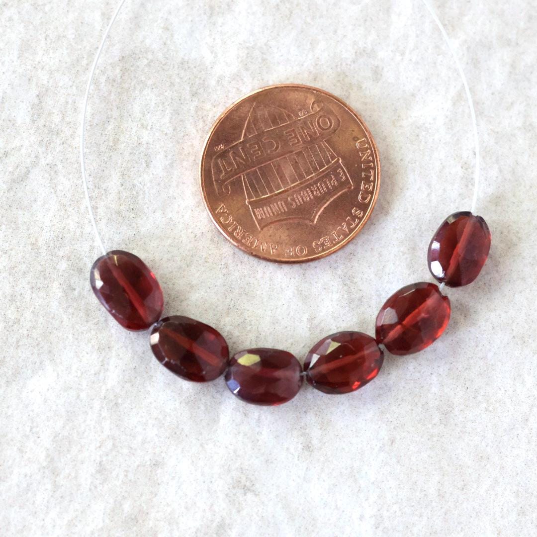 Mozambique Garnet Oval Beads Faceted 6x8mm 6 Pcs Natural Gemstone for DIY Jewelry Making Earrings Necklace