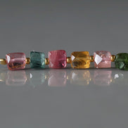 Multi Color Tourmaline Square Beads Faceted 8 PCs Gemstone Beads DIY Jewelry Making Gift October Birthstone