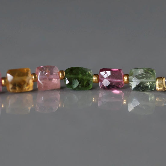 Multi Color Tourmaline Square Beads Faceted 8 PCs Gemstone Beads DIY Jewelry Making Gift October Birthstone