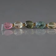 Multi Color Tourmaline Oval Beads Smooth 8 PCs Gemstone Beads DIY Jewelry Making Gift October Birthstone