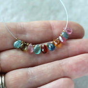 Multi Color Tourmaline Briolette Beads Faceted Pear Drops 10 PCs Genuine Gemstone Pear Beads DIY Jewelry Making October Birthstone