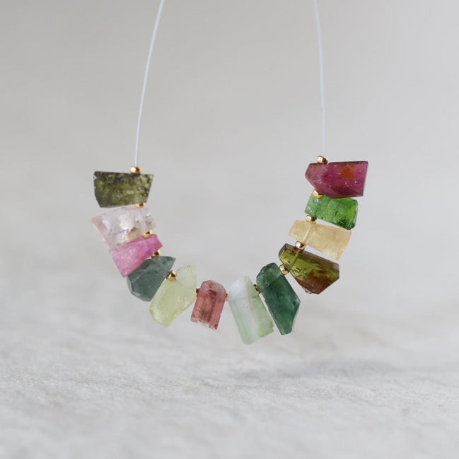 Multi Color Tourmaline Slice Beads Raw Briolette Drops 6-10mm 12 PCs Genuine Watermelon Tourmaline Gemstone DIY Jewelry Making