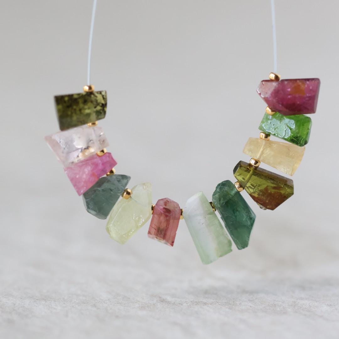 Multi Color Tourmaline Slice Beads Raw Briolette Drops 6-10mm 12 PCs Genuine Watermelon Tourmaline Gemstone DIY Jewelry Making