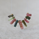 Multi Color Tourmaline Slice Beads Raw Briolette Sticks 8-16mm 9 PCs Genuine Watermelon Tourmaline Gemstone for DIY Jewelry Making