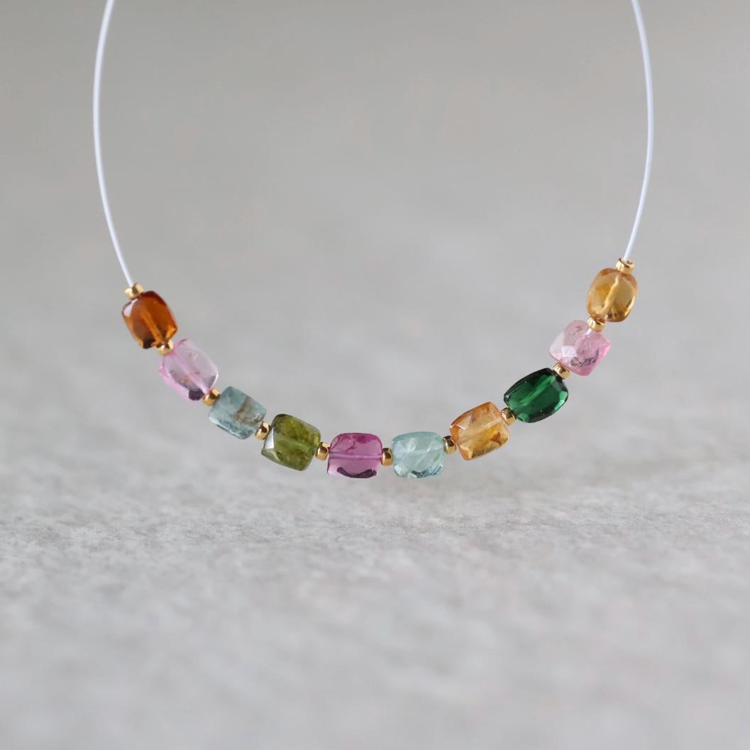 Multi Color Tourmaline Square Beads Faceted 10 PCs Gemstone Beads DIY Jewelry Making Gift October Birthstone