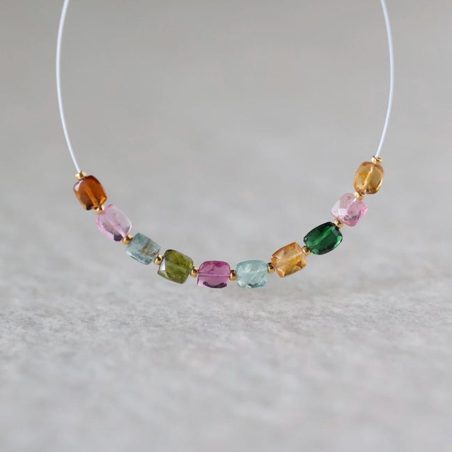 Multi Color Tourmaline Square Beads Faceted 10 PCs Gemstone Beads DIY Jewelry Making Gift October Birthstone