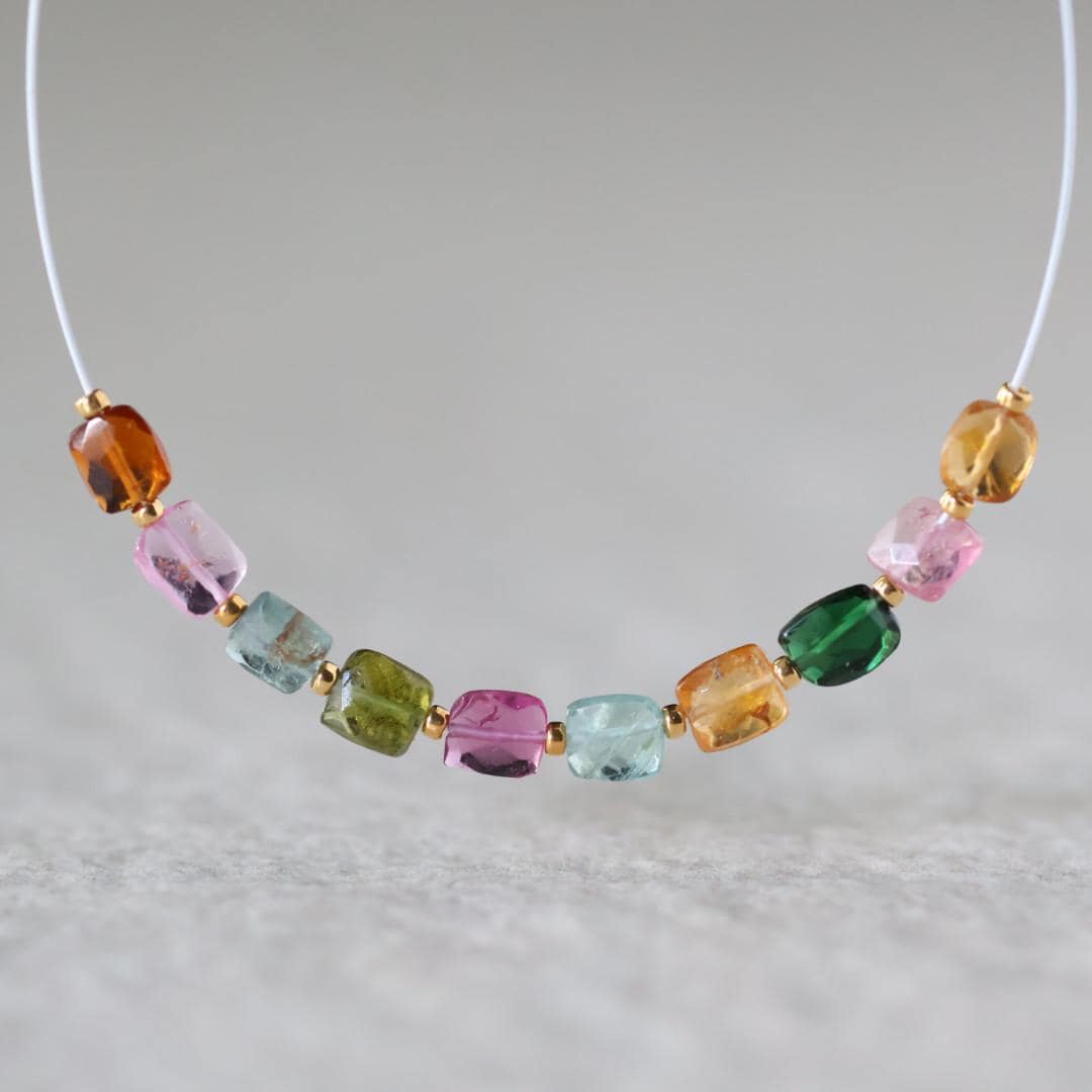 Multi Color Tourmaline Square Beads Faceted 10 PCs Gemstone Beads DIY Jewelry Making Gift October Birthstone