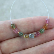 Multi Color Tourmaline Square Beads Faceted 9 PCs Colorful NaturalGemstone for DIY Jewelry Making