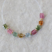 Multi Color Tourmaline Square Beads Faceted 9 PCs Colorful NaturalGemstone for DIY Jewelry Making