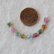 Multi Color Tourmaline Square Beads Faceted 9 PCs Colorful NaturalGemstone for DIY Jewelry Making