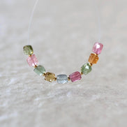 Multi Color Tourmaline Square Beads Faceted 9 PCs Colorful NaturalGemstone for DIY Jewelry Making