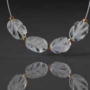 Natural Aquamarine Carved Oval Beads 6x8mm Leaf bead 4Pcs Gemstone Beads March Birthstone DIY Jewelry Making Earrings Supplies