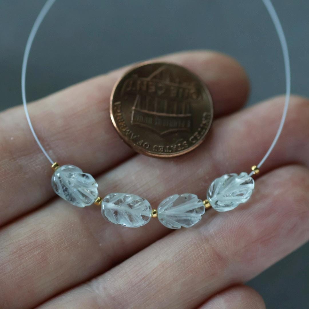Natural Aquamarine Carved Oval Beads 6x8mm Leaf bead 4Pcs Gemstone Beads March Birthstone DIY Jewelry Making Earrings Supplies