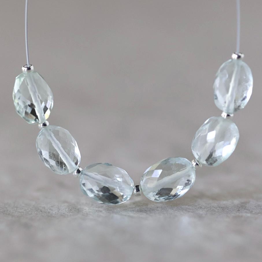 Natural Aquamarine Oval Faceted Beads 5mm Nuggets Stone Chunk Gemstone Bead Jewelry Making Craft Gift Beads March Birthstone