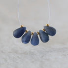 Natural Blue Sapphire Matte Briolette Beads Teardrops Drops 5x9mm 5 PCs Raw Sapphire Gemstone for DIY Jewelry Making