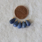 Natural Blue Sapphire Matte Briolette Beads Teardrops Drops 5x9mm 5 PCs Raw Sapphire Gemstone for DIY Jewelry Making