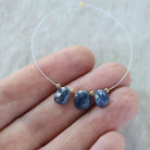 Natural Blue Sapphire Oval Beads Faceted Flat Briolettes 3 PCs 7-8mm Drops Genuine Gemstone DIY Jewelry Making