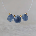 Natural Blue Sapphire Oval Beads Faceted Flat Briolettes 3 PCs 7-8mm Drops Genuine Gemstone DIY Jewelry Making