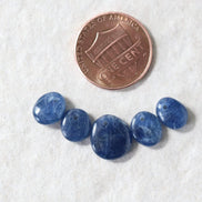 Natural Blue Sapphire Oval Beads Smooth Flat Top Drilled Briolettes 5 PCs 6-10mm Drops Genuine Gemstone DIY Jewelry Making