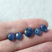 Natural Blue Sapphire Oval Beads Smooth Flat Top Drilled Briolettes 5 PCs 6-10mm Drops Genuine Gemstone DIY Jewelry Making